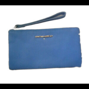 Cynthia Rowley Small Wristlet Purse Pouch Blue Leather